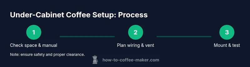 Process infographic showing steps to install coffee maker under cabinet