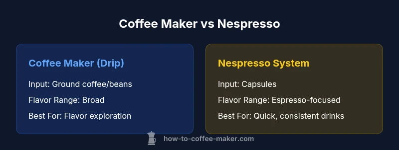 Infographic comparing coffee maker and Nespresso
