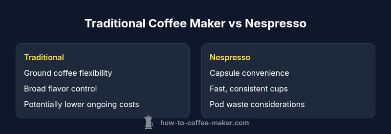 Comparison chart showing traditional coffee maker versus Nespresso