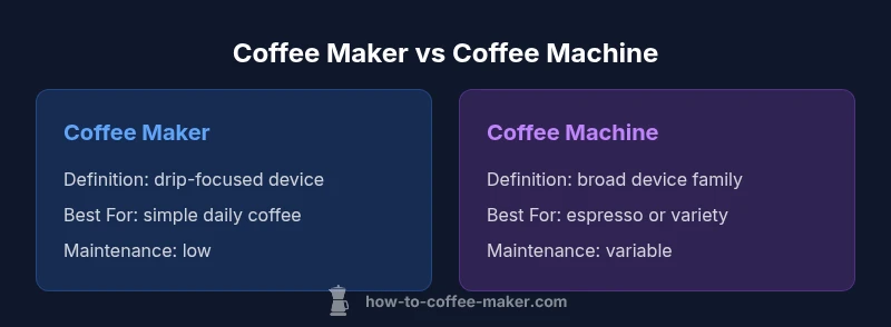 Infographic contrasting coffee maker and coffee machine
