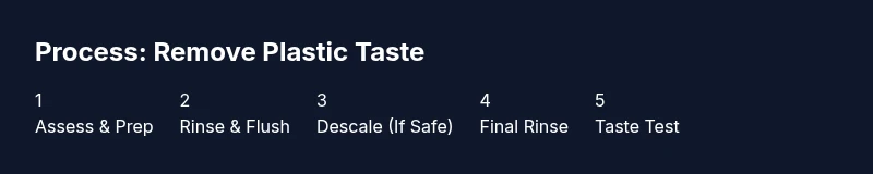 Tailwind infographic showing a process to remove plastic taste from a coffee maker